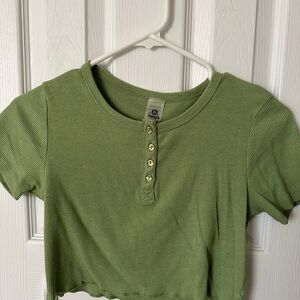 Olive Green Ribbed Crop Top